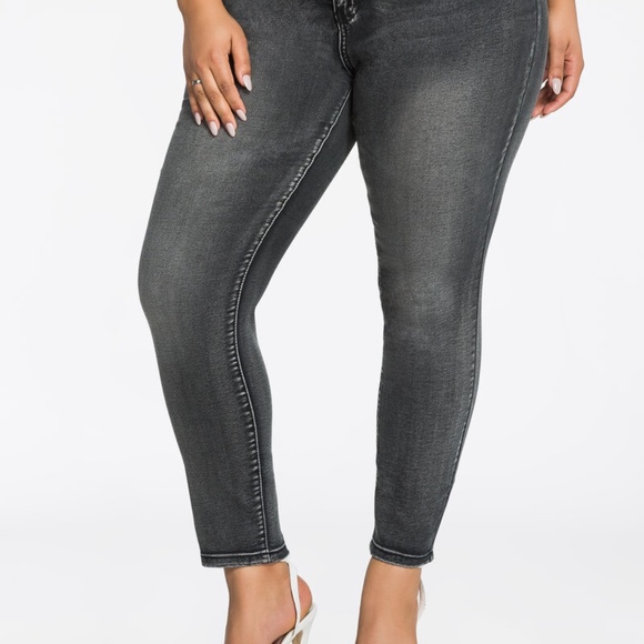 Ashley Stewart Black Sky High Ankle Jeans - Picture 1 of 9